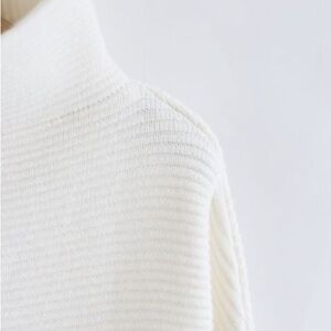 CHICWISH COZY RIBBED TURTLENECK SWEATER IN WHITE